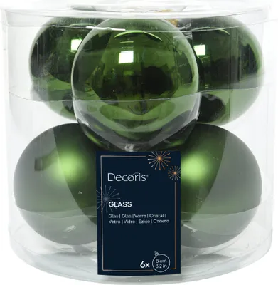 Produktbild von Weihnachtsbaumkugeln Glas Ø 8 cm 6 Stück piniengrün