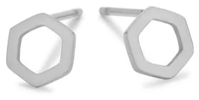 Produktbild von CO88 Collection Elemental 8CE-70317 Stalen oorbellen - open hexagoon - 6 mm - Zilverkleurig