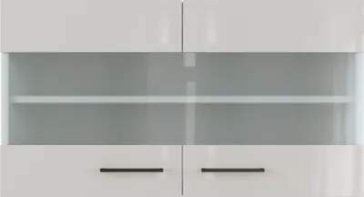 Produktbild von Flex Well Hängeschrank mit Glastür Lund BxTxH 100 x 32 x 54,8 cm lichtgrau glänzend zerlegt Anschlag reversibel 00012224