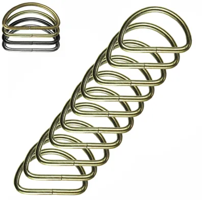 10 stabiler Halbringe D-Ringe Metallring gold 38 (32) x 22 x 3 mm