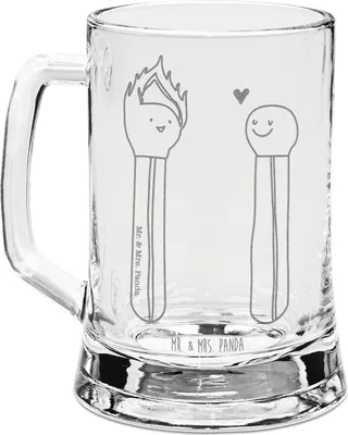 Produktbild von Mr. & Mrs. Panda Humpen Streichhölzer - Transparent - Geschenk, Liebesbeweis, Bierkrug Mit Gravur, graviert, Seidel, Bierhumpen, Liebesgeschenk, Krug, Freund