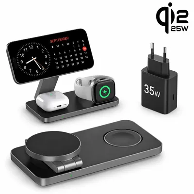 Produktbild von Qi2 25W 3-in-1 Magnetisches Wireless Ladegerät Wireless Charger Induktions-Ladegerät (35w Ladegerät, Verfügbar für iPhone 17/16/15/14/13/12 Serie