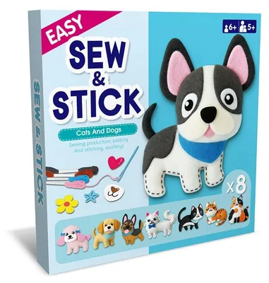 Produktbild von Filz Nähset Kinder Hunde & Katzen - 8 Teile - DIY Filz Tiere Nähset ab 5 Jahren