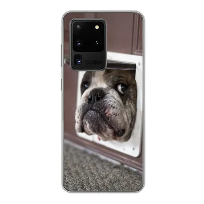 Produktbild von MuchoWow® Handyhülle Schutzhülle Hülle für Samsung Galaxy S20 Ultra Hund - Lustig - Katzenklappe - Kinder - Jungen - Mädchen - Kinder Silikon Softcase Handy Hülle - Karteninhaber