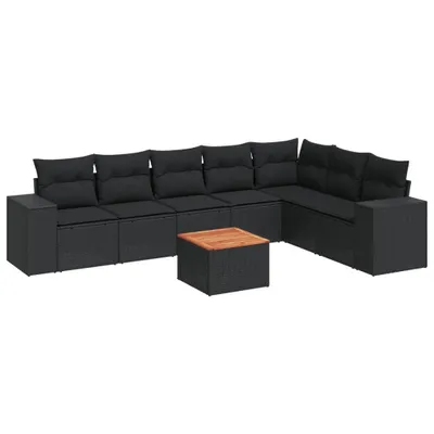 Produktbild von vidaXL 8-tlg. Garten-Sofagarnitur mit Kissen Schwarz Poly Rattan