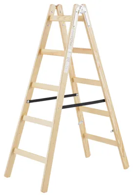 Obrázek produktu pro DRABEST | Žebřík - Řada PRO - Malířský žebřík - Dřevěný žebřík - 2 x 5 schodů - Oboustranný skládací žebřík - Domácí žebřík - Nosnost do 150 kg
