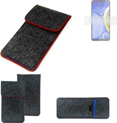 Produktbild von K-S-Trade Handy Schutz Hülle kompatibel mit HTC Wildfire E Plus Schutzhülle Handyhülle Filztasche Pouch Tasche Case Sleeve Filzhülle dunkelgrau