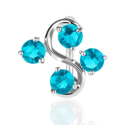Produktbild von Taffstyle Bauchnabelpiercing Reverse Bauchnabelpiercing Schmuck Stecker mit 4 Kristallen, Aqua