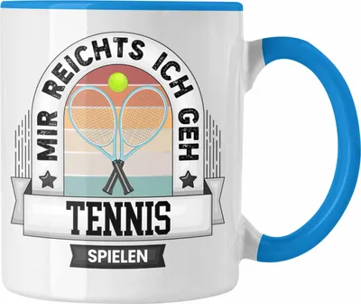 Produktbild von Trendation - Tennis Tasse Geschenk Lustiger Spruch Mir Reichts Ich Geh Tennis Spielen Becher Geschenkidee Tennisspieler (Blau)