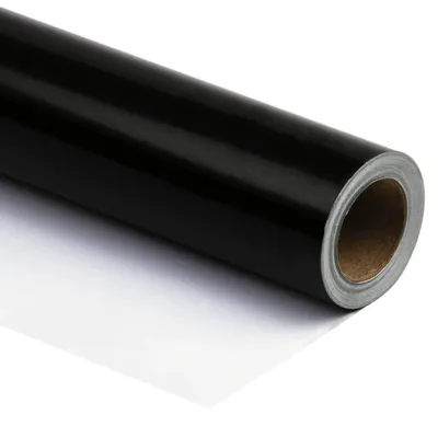 Image de Papier d'emballage noir brillant, 76 cm x 10 m
