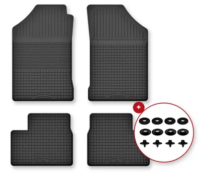 Image de Tapis de sol en caoutchouc pour Rover 200 2000-2005 (hayon) – 4 pièces, noirs, semi-universel, adapté