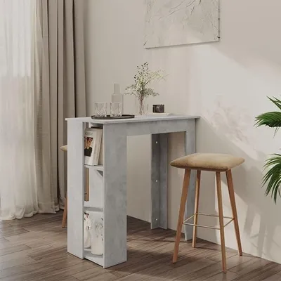 Produktbild von Bartisch mit Regal Betongrau 102x50x103,5 cm KüChe MöBel KüChentheke Bar MöBel Bartisch Holzwerkstoff