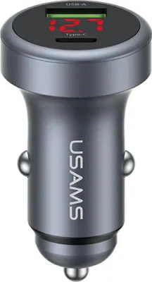 Obrázok produktu pre Usams Cc327 nabíjačka do auta        Hliníková 45 W USB-A USB-C Tarnish