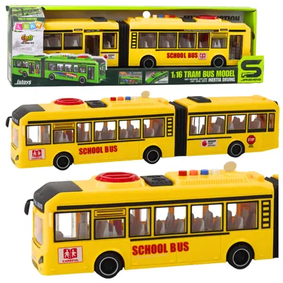 Produktbild von Gelenkiger Schulbus zum Öffnen der Türen, Lichtgeräusche, gelb, 1:16