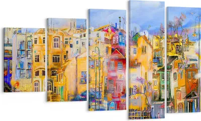 Produktbild von Bild auf Leinwand - Leinwandbild - Altstadt Mietshaus - 100x60cm - Wand Bild - Wanddeko - Leinwanddruck - Bilder - Kunstdruck - Wanddekoration - Leinwand bilder - Wandkunst - EG100x60-3419