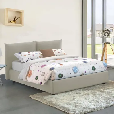 Immagine prodotto di Talamo Italia Letto Matrimoniale Arpino 190x215 cm Beige, Materasso Incluso Sfoderabile  Italy