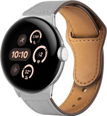 Produktbild von Leder Armband für Google Pixel Watch 4 / 3 / 2 / 1 41mm Ersatz Premium Grau