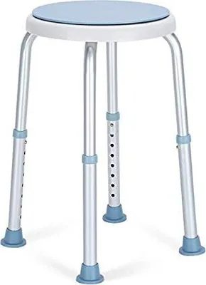 Produktbild von Karpal Duschstuhl, Höhe 36-51 cm, Sitzdurchmesser 30-33 cm, max. 136 kg Belastbarkeit, 360° drehbar, höhenverstellbar, rutschfeste Gummifüße, Aluminium, Kunststoff, antibakteriell