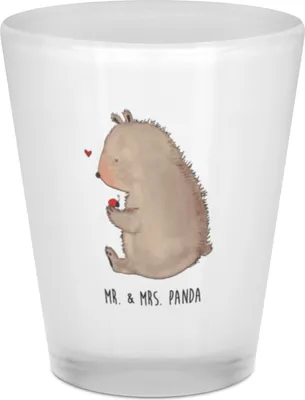 Produktbild von Mr. & Mrs. Panda Schnapsglas Bär Marienkäfer - Transparent - Geschenk, Liebe, Teddy, Motivation, Das Leben Ist schön, Glas für Schnaps, Likörglas, Stamper, Pinnchen