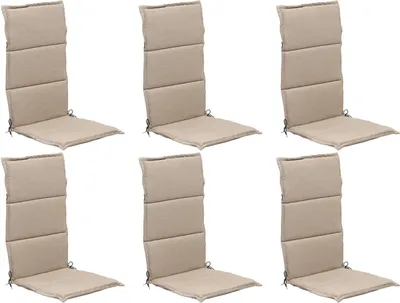 Produktbild von Gartenstuhlauflagen - Creme - Hochlehner - mit Stehsaum - 6er Set