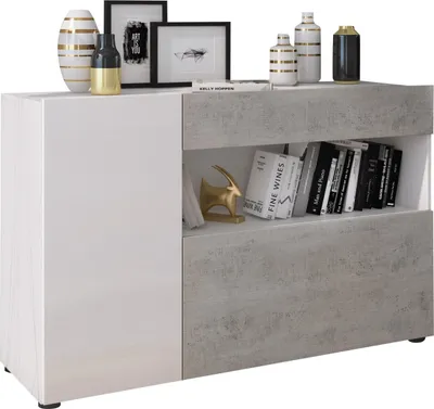 Produktbild von Carbonia - Vitrine, 130x41x82h cm Weiß, eine Schublade
