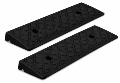 Produktbild von 2 Stück Bordsteinrampe 50x22x4 cm – Auffahrrampe Kunststoff – Auffahrkeil für Auto, Motorrad, Rollstuhl, Schubkarre & Anhänger