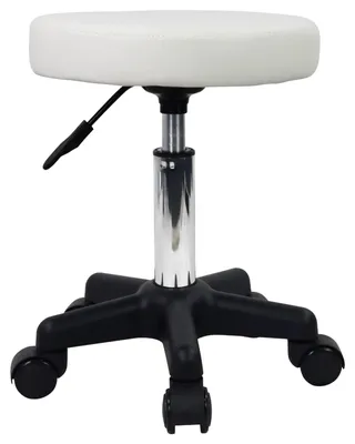 Image de Fauteuil roulant réglable en hauteur, avec roulettes, pour salon de spa ou de massage, de couleur blanche