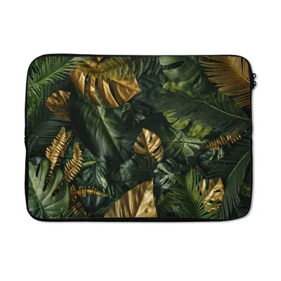 Produktbild von MuchoWow® Laptop Hülle 13 Zoll Blätter - Muster - Abstrakt - Mädchen - Kinder - Jungen Laptoptasche - Laptophülle - Sleeve - Rundumschutz
