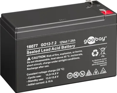 Produktbild von Blei Akku GO12-7.2 (7200 mAh, 12 V) Faston (4,8 mm) Bleiakku, BattVO, , CE