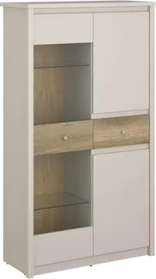 Zdjęcie produktu dla Kondela Witryna trzydrzwiowa z szufladą Karos 2D1W1S - kaszmir / dąb evoke