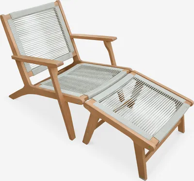 Produktbild von sweeek - Gartensessel mit Fußteil und Seilbespannung - CUZCO  - Taupe