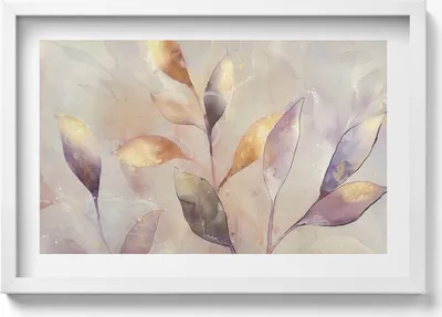 Produktbild von Gemalte Blätter im Boho-Stil– Wandbild mit Rahmen – Gerahmtes Bild  – Wanddekoration – 60x40 cm –  Schwarz Rahmen