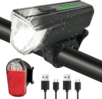 Obrázek produktu pro Sada LED světel na kolo, cyklistická světla, nabíjecí přes USB, vodotěsná, sada předního a zadního světla na kolo