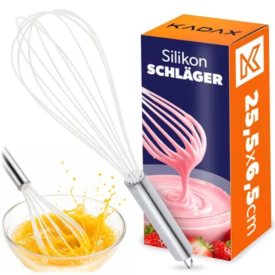 Immagine prodotto di Frusta a mano "Tayral" di KADAX, frusta in silicone e acciaio inox, bianca, 30cm