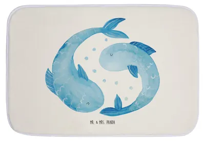 Produktbild von Mr. & Mrs. Panda Duschvorleger Sternzeichen Fische - Weiß - Geschenk, Geburtstag März, Februar, Badvorleger, Badezimmerteppich, Fisch, Badteppich, Teppich Bad, Sternbild