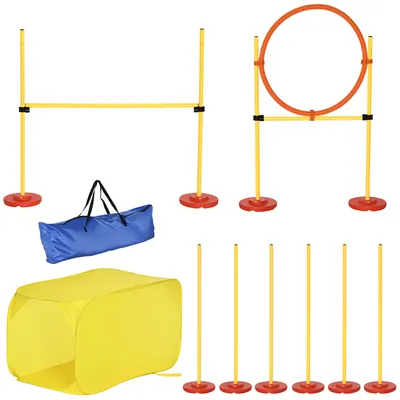 Produktbild von PawHut Hunde Agility Hürden Set Hundetraining Hindernislauf Tunnel Kunststoff