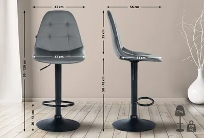 Obrázek produktu pro Barová židle Elmore Imitace kůže B šedá