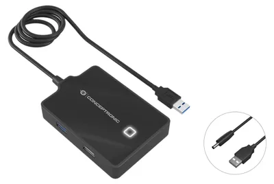 Zdjęcie produktu dla Conceptronic HUBBIES10B, USB 3.2 Gen 1 (3.1 Gen 1) Type-A, Czarny, USB 2.0, USB 3.2 Gen 1 (3.1 Gen 1) Type-A, Chiny, 87 mm, 55 mm