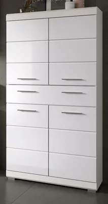 Produktbild von Badezimmer Midischrank "Shawn" in weiß Hochglanz Badschrank 74 x 141 cm