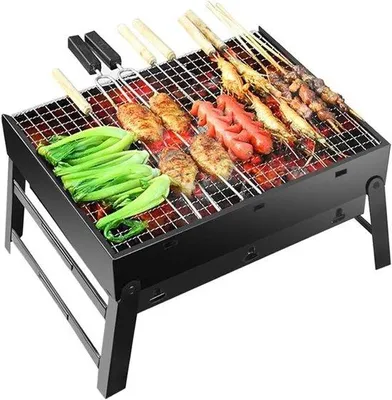 Productafbeelding van Houtskoolgrill voor 5-7 Personen - Vouwbaar en Draagbaar - Ideaal voor Camping en Tuinfeest