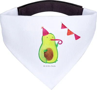 Produktbild von Mr. & Mrs. Panda Halstuch Avocado Party - Weiß - Geschenk, Geburtstag, Hund, Tuch, Happy Birthday, Hunde, Hunde-Halstuch, Hundeschal, Hundehalstuch