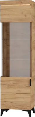 Produktbild von Furniture24 Vitrine 53 cm Bragi BGW-1 mit 2 Glasboden Wohnzimmer Schrank Vitrinenschrank