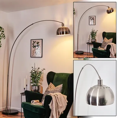 Produktbild von Gavirate Stehlampe aus Metall mit Marmorfuß in Schwarz/Nickel-matt/Weiß