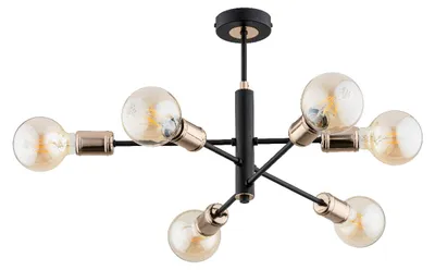 Obrázok produktu pre Závesná lampa ORIS čierno-zlatá 6xE27x15W, kov, rozmery: 33,5x47,5x47,5 cm, IP20, Alfa