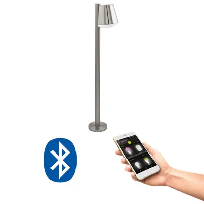 Produktbild von EGLO Caldiero-C, Intelligente Bodenbeleuchtung, Bluetooth, Edelstahl, Weiß, Kunststoff, Edelstahl, E27, Warmweiß