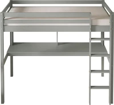 Produktbild von Sunny Sil Hochbett aus Holz mit Schreibtisch in Grau | Kinderbett ohne Matratze | Einzelbett mit Treppe in 208 x 100,5 x 172 cm | Für Matratzengröße: