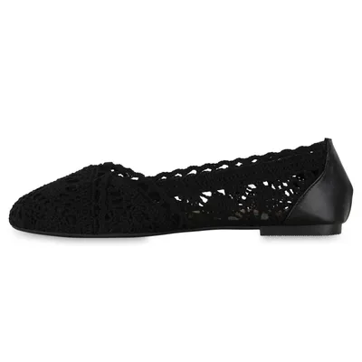 Produktbild von VAN HILL Damen Klassische Ballerinas Slippers Bequeme Spitze Stoff Schuhe 841312, Farbe: Schwarz, Größe: 39