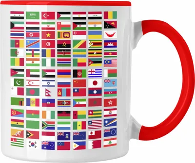 Produktbild von Trendation - Flaggen Der Welt Tasse Geschenk Reisen Weltreise Geschenkidee Flagge Jedes Land (Rot)
