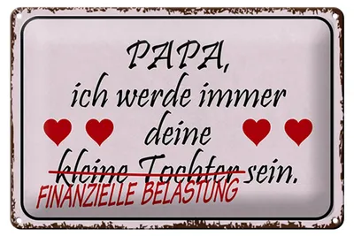 Produktbild von Blechschild Spruch 30x20cm Papa deine Tochter Herzen