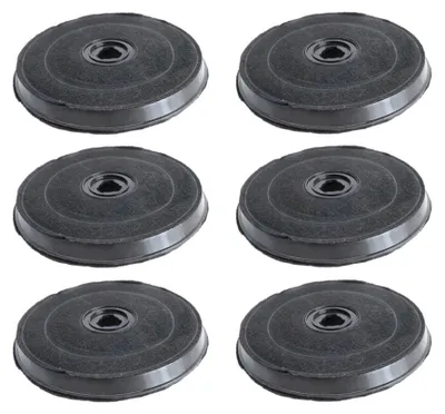 Six carbon filters arranged in two rows of three against a white background.